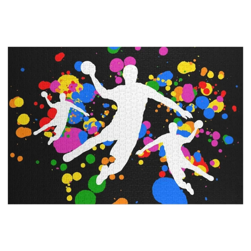 Handball players with colorful fireworks in the background Jigsaw Puzzle Animal Custom Puzzle