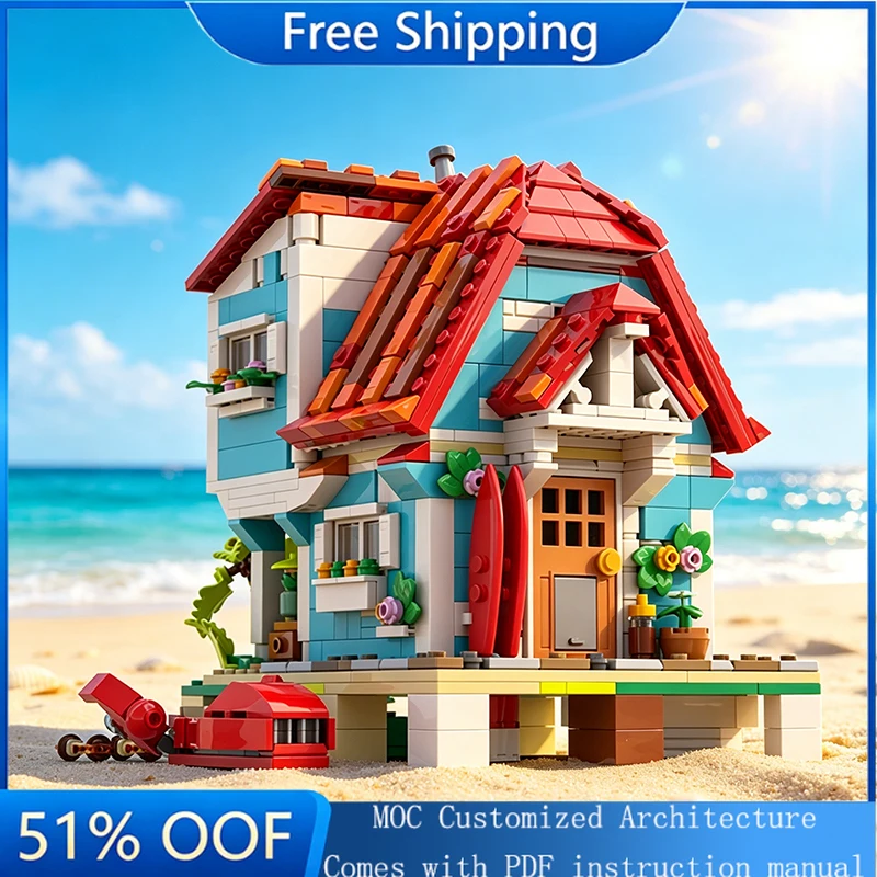 

869 PCS MOC City Street Views Modular Luxury Vacation Home Building Block Diy Educational Assembly Kid Toy Popular Birthday Gift