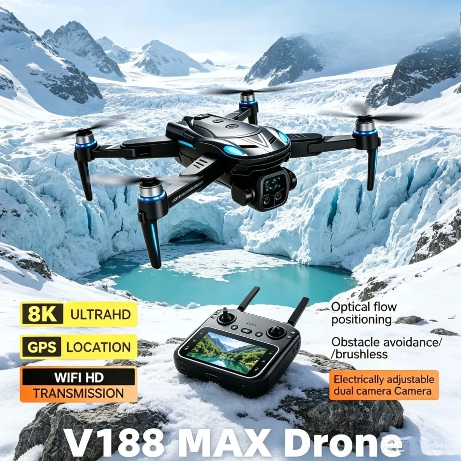 Original V188MAX GPS Foldable Drone 8K HD 4K Camera Brushless Obstacle Avoidance FPV Quadcopter With Screen RC Drone