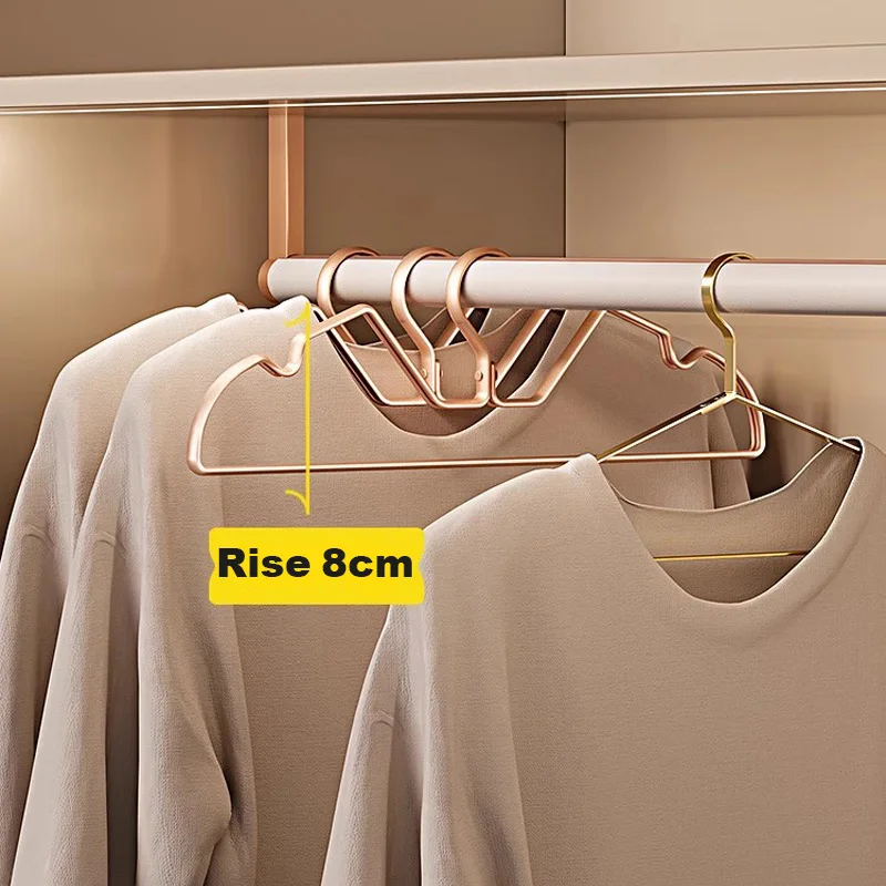 

Short Neck Clothes Hanger Aluminum Alloy Thickened Matte Metal Hanger Traceless Long Dress Storage Space Save Wardrobe Organizer