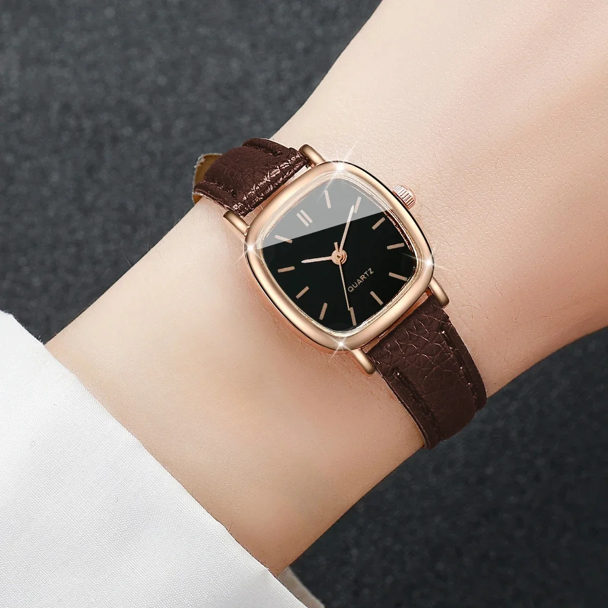 Reloj de moda para mujer, relojes de cuarzo con correa de cuero, esfera cuadrada, correa de piel sintética, reloj de pulsera de cuarzo para mujer, relojes de pulsera informales