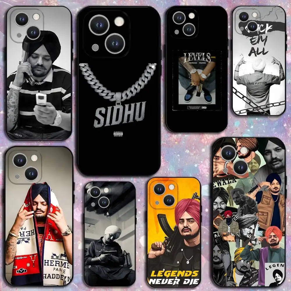 

Rapper Sidhu Moose Wala Phone Case For iPhone 16,15,14,13,12,11 Plus,Pro Max,XS,X,XR,SE,Mini,8,7,Soft Silicone Black Cover
