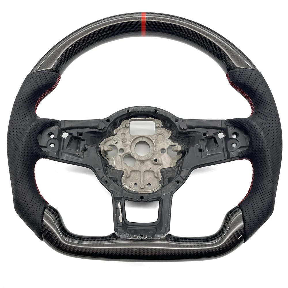 For VW Golf MK6 MK7 7.5 GTI R Polo Custom carbon fiber Rline sport steering wheel leather Alcantara with back to positive