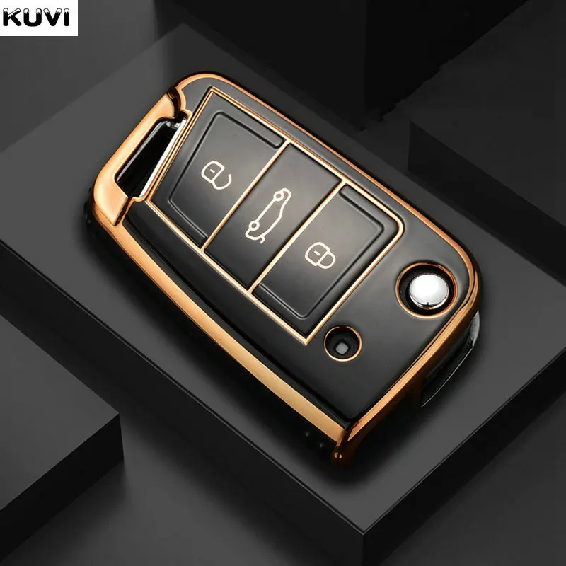 3 4 Tasten TPU Auto Schlüssel Fall Abdeckung Shell Für VW Volkswagen Golf 7 MK7 Tiguan MK2 Sitz Ateca Leon FR Ibiza Skoda Octavia Kodiaq