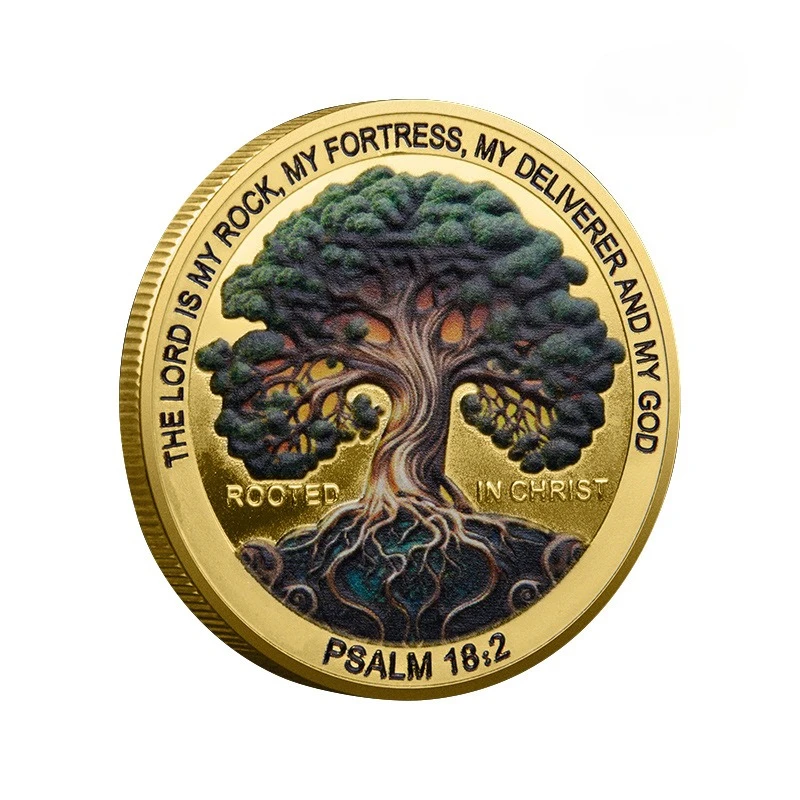 Gold Plated Fortune Tree Cameo Souvenir Coin Tree of Life Lucky Coins Lucky Collectible Gift