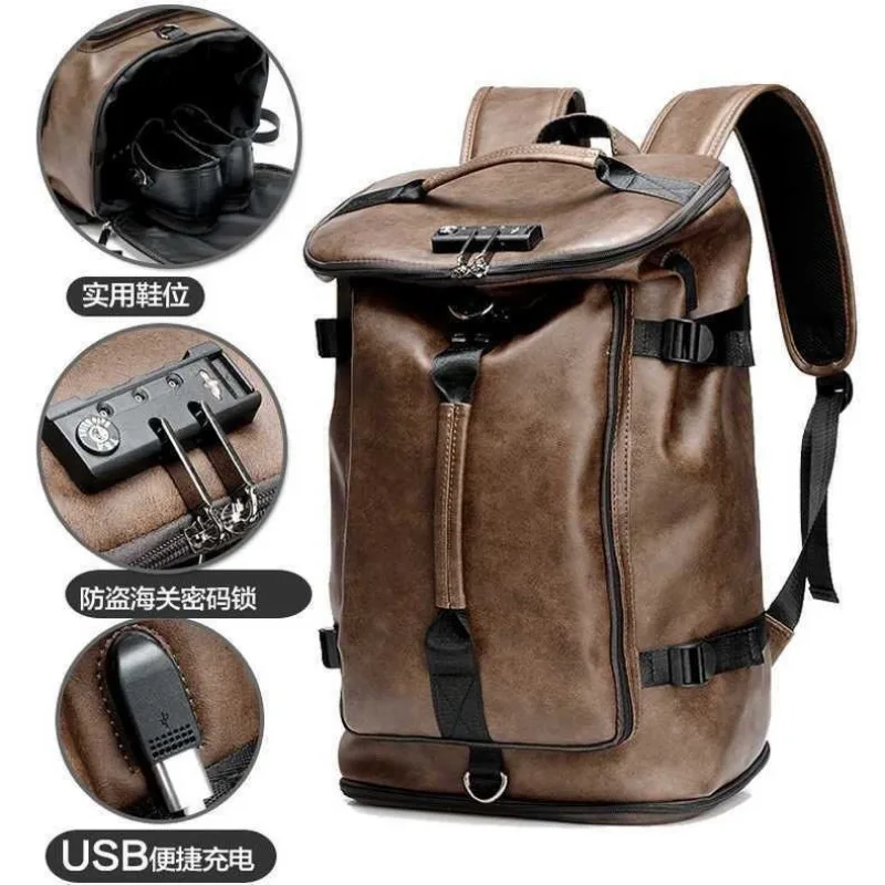 

Adult Business Backpack Multi functional Handheld Travel Bag Rainproof Lightweight Leather Outdoor Men's Leisure Bag