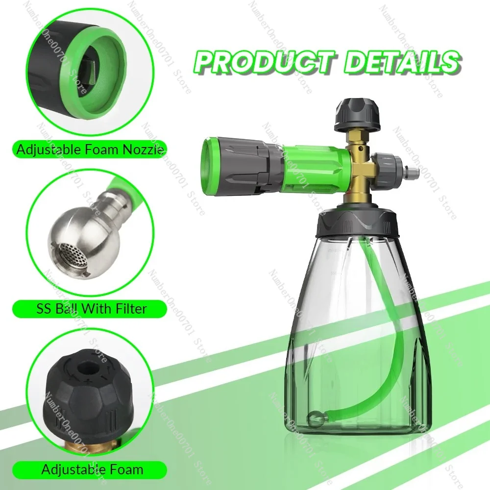 V3.0 Heavy  Brass M22 and 1/4 Quick Connect Transparent Bottle Foam Lance Best Spray Foam   Liquid Soap Foam Cannon