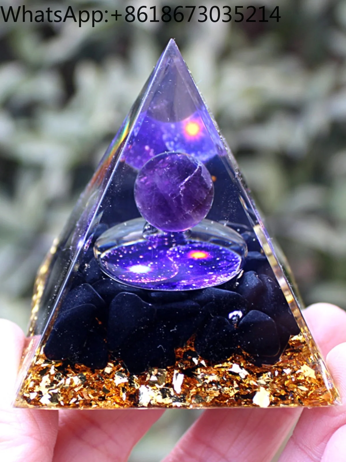 Amethyst spherical crystal gravel pyramid home resin epoxy handicrafts car desktop ornaments