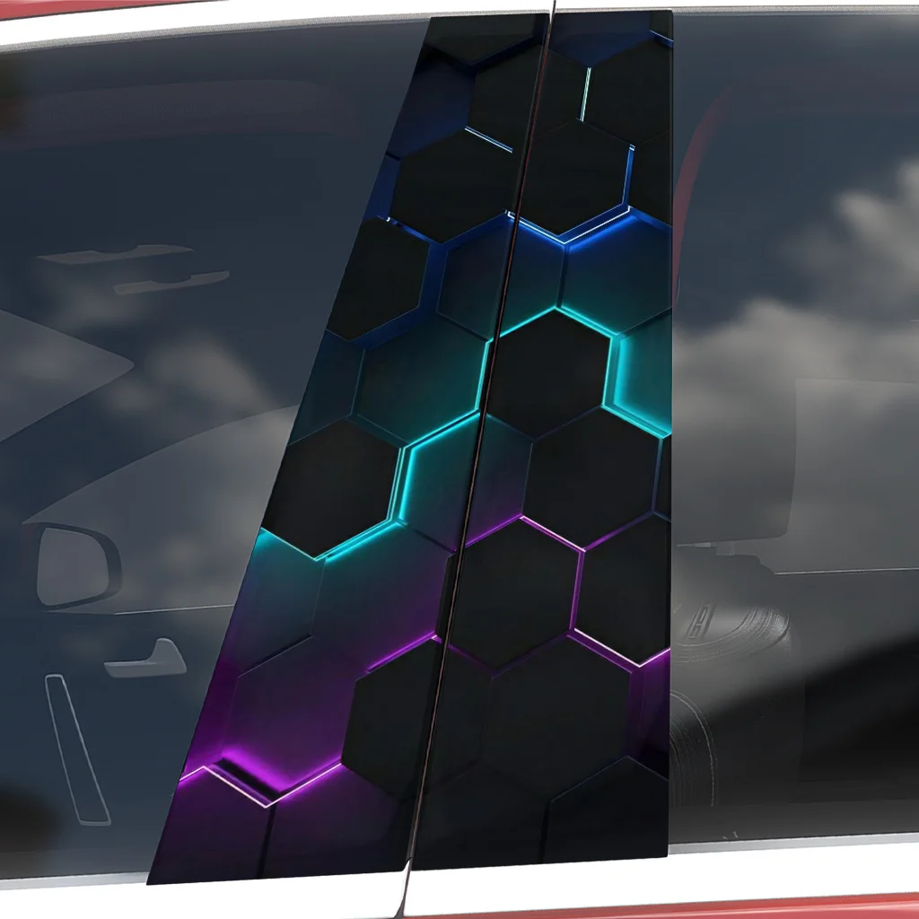 2 pieces of car stickers - durable waterproof PVC, easy to apply and remove, scratch resistant, B-pillar protective stickers