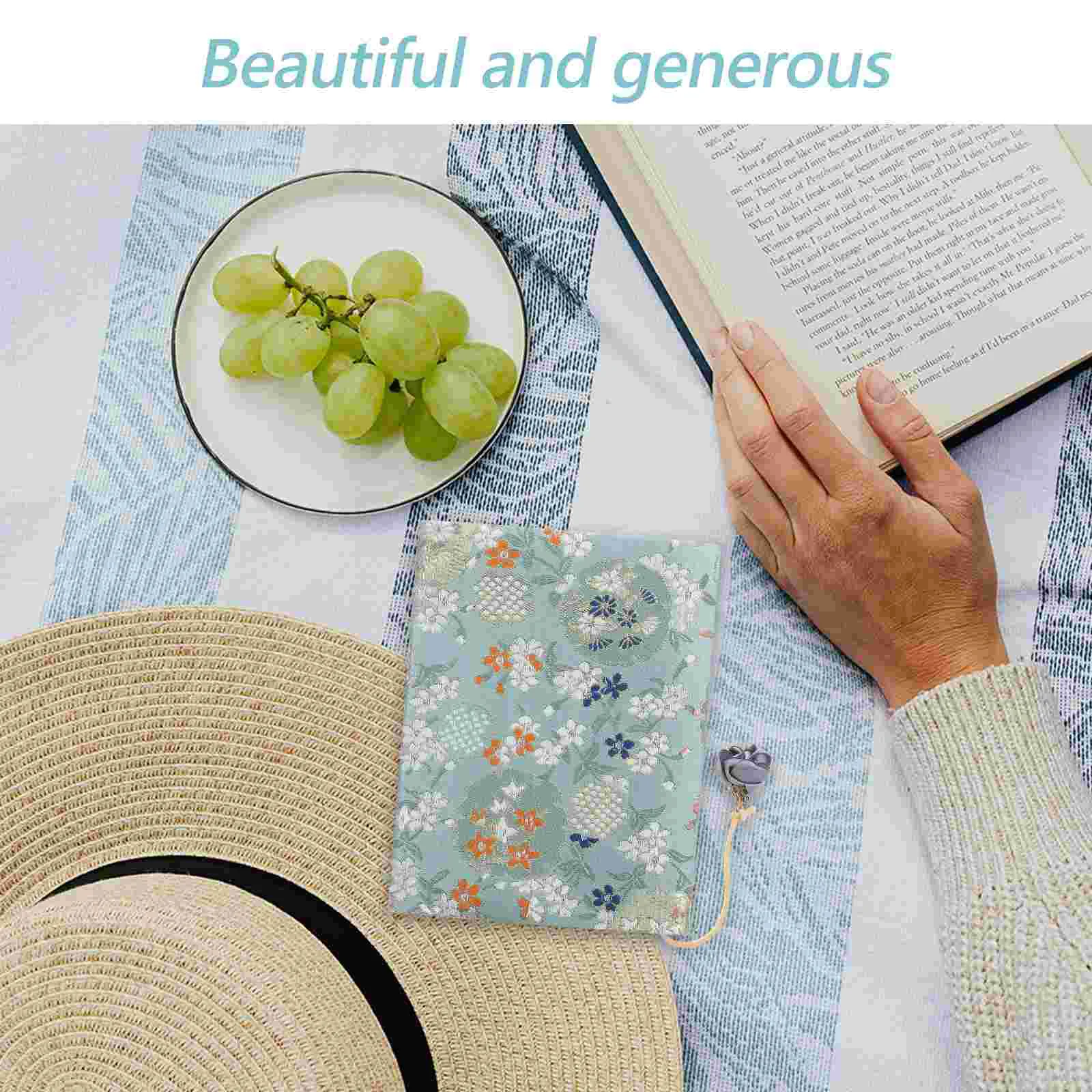 Handmade Cloth Book Cover Sleeves Fabric Decoration Floral Protector Notebook Protection Flower