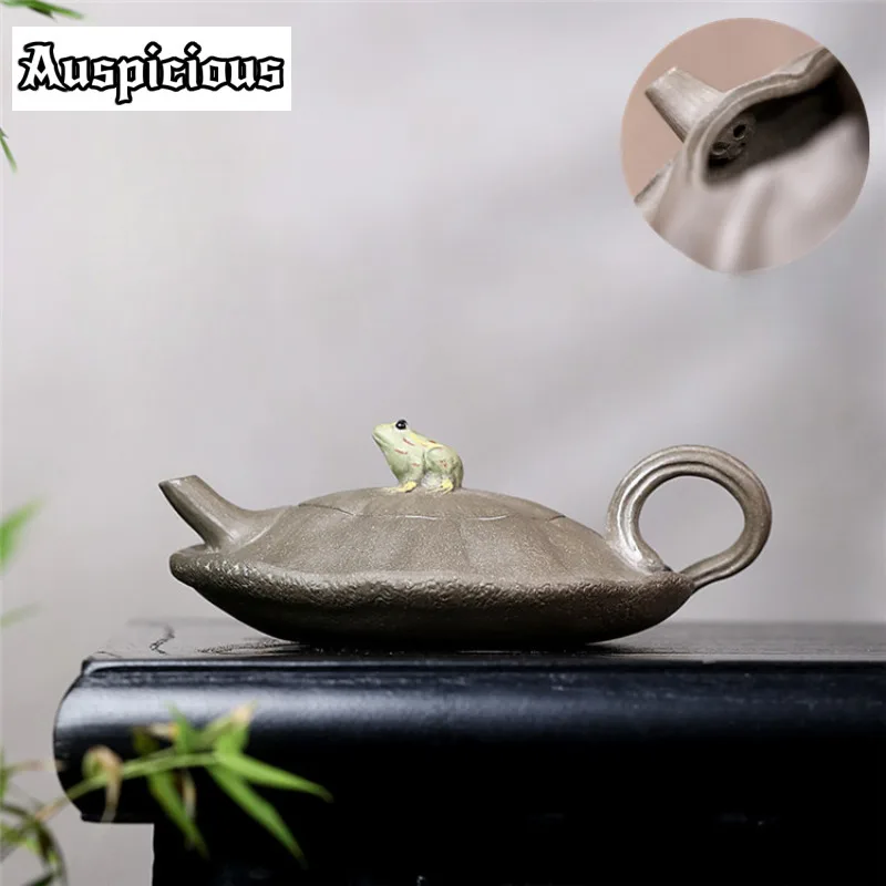 130ml High-end Yixing Purple Clay Teapot Artists Handmade Frog Lotus Spoon Pot Raw Ore Section Mud Tea Maker Kettle Zisha Teaset