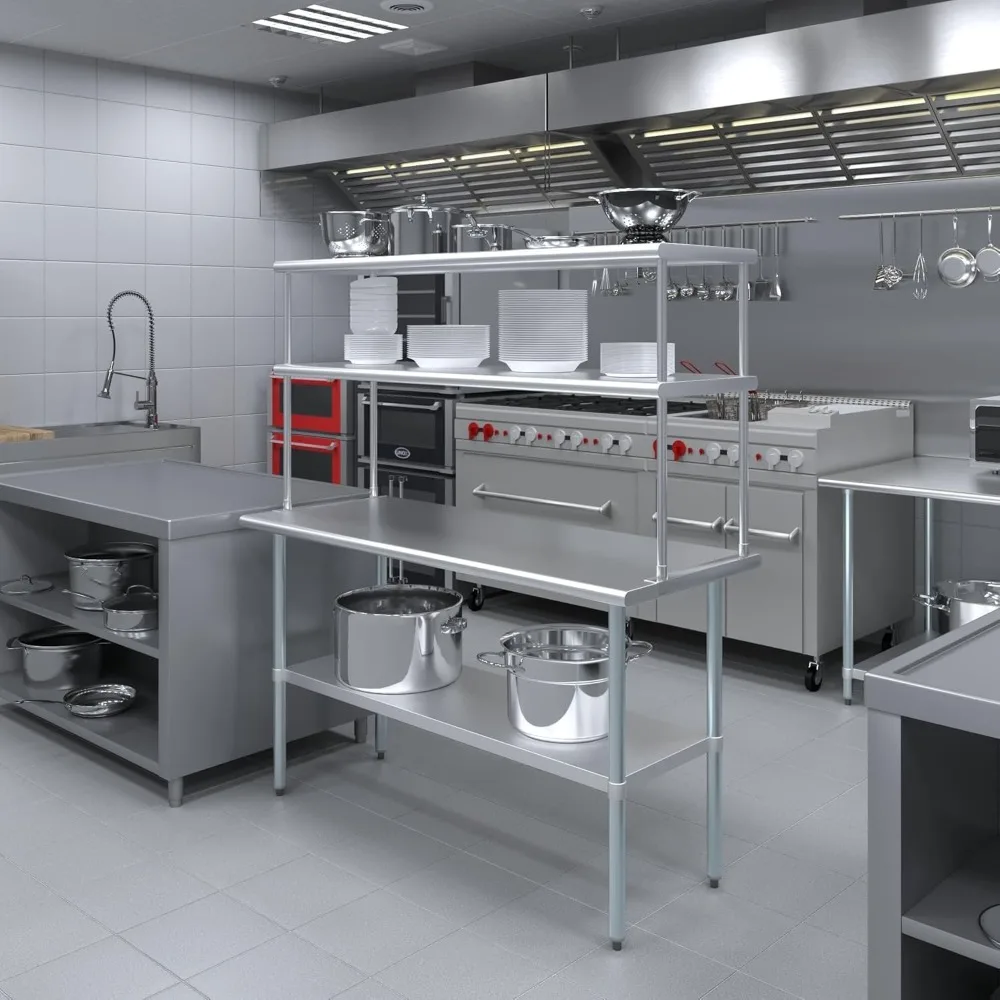 

NSF Certified 18 Gauge Heavy Duty Stainless Steel Double overshelf with Brackets for Kitchens, Utility Rooms, Storage