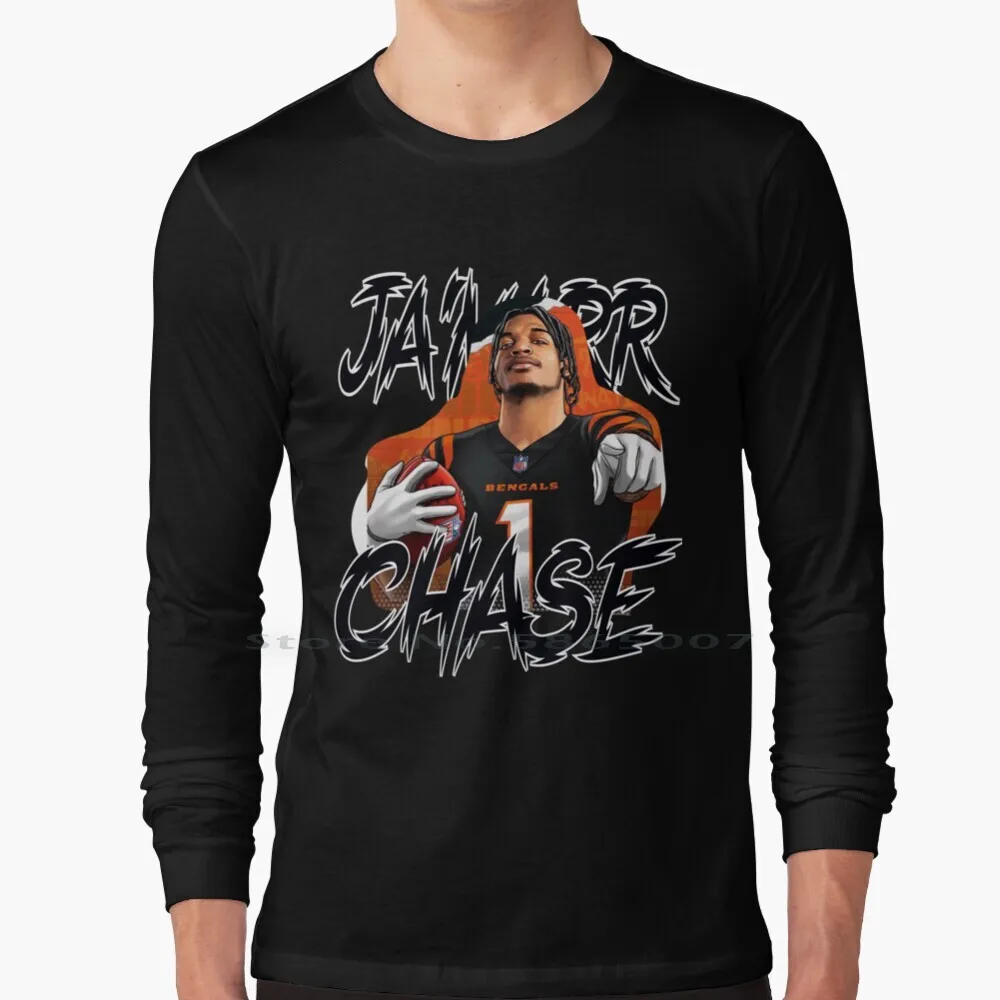 Ja'marr Chase Carton 100% Cotton Long Sleeve T Shirt Jamarr Chase Ohio Cincy Uc University Of Football Joe Burrow Bearcats City