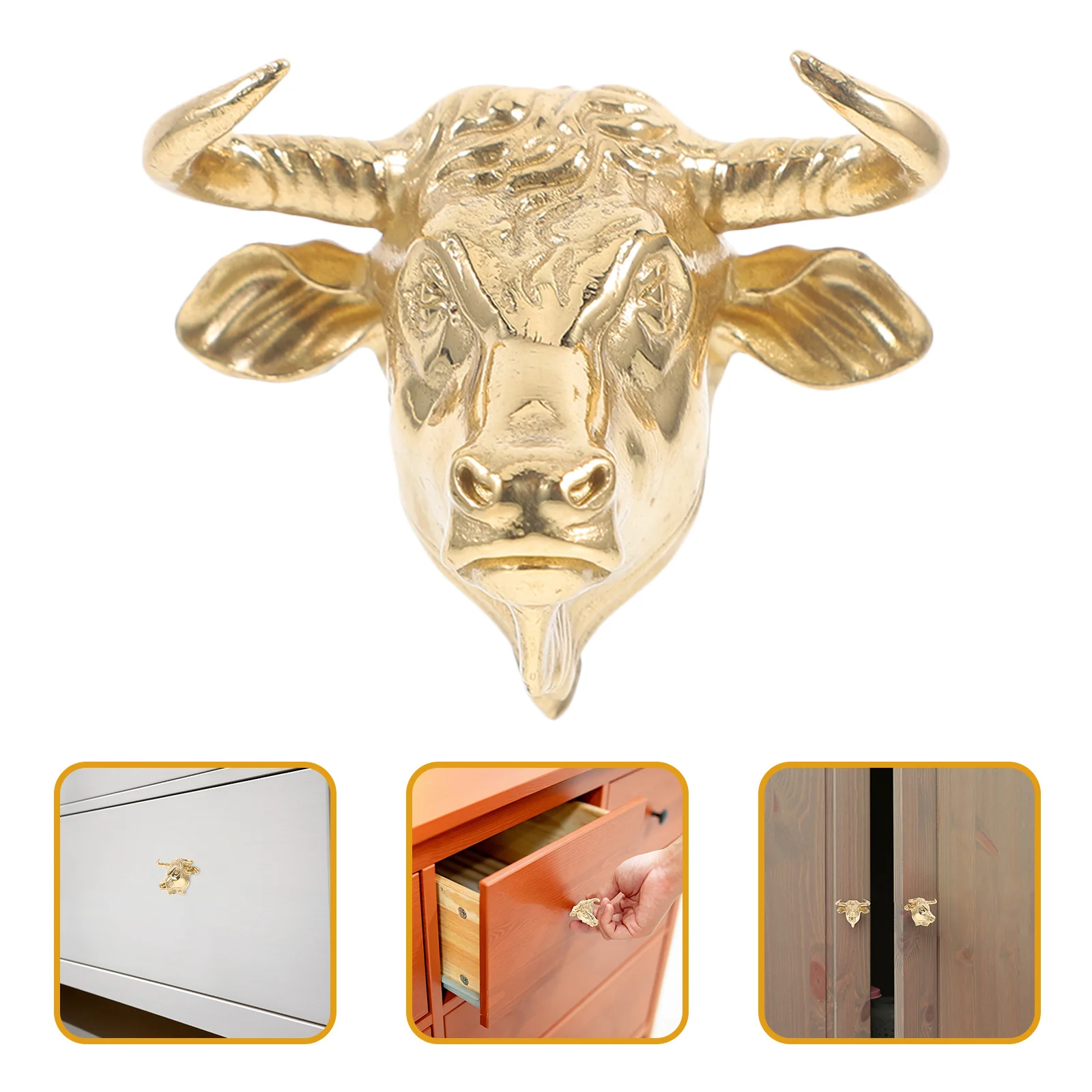 

Cow Head Brass Cabinet Knob Metal Drawer Pull Handle For Kitchen Bedroom Furniture Cupboard Pulls Vintage Farmhouse Style
