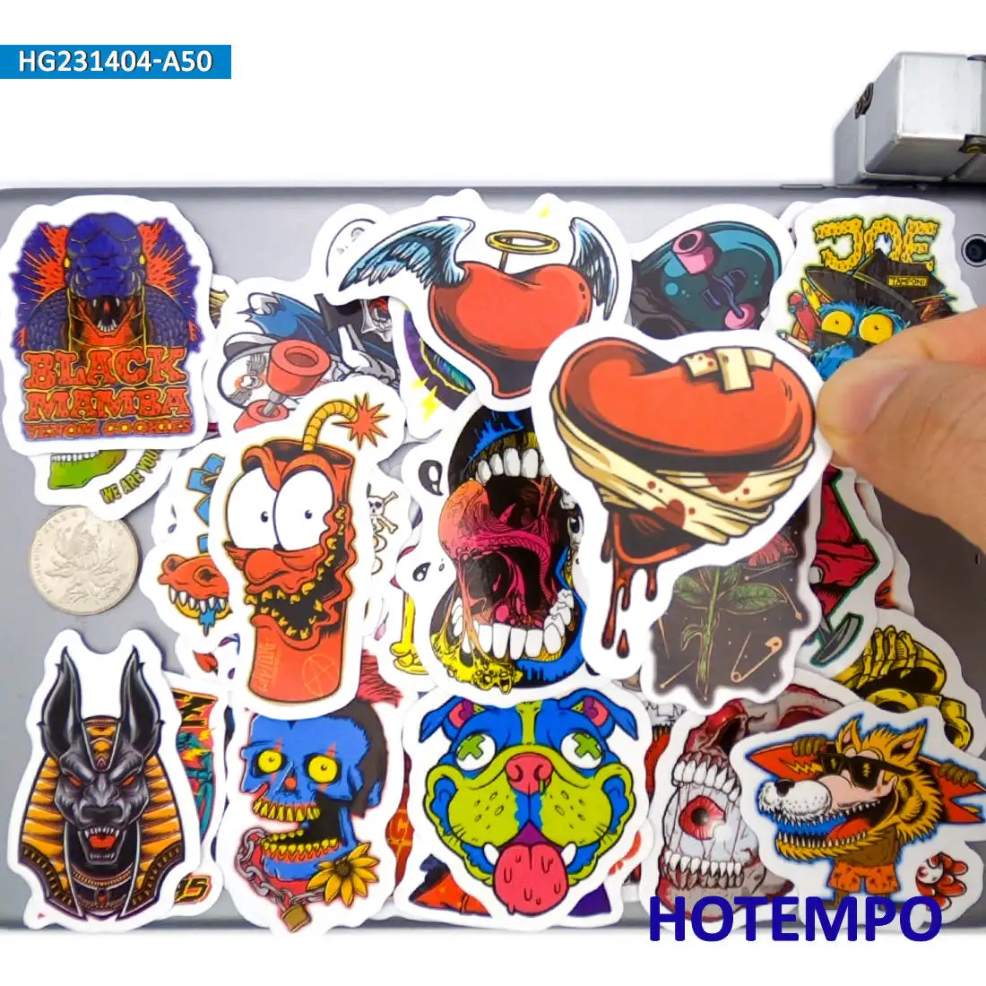Monster Stickers Set, Witch Zombie Skull Demon Vampire, Retro Gothic, for Phone Laptop Motorcycle, Fun Sticker Pack, 20/30/50PCS