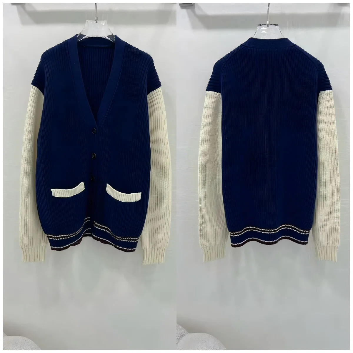 High end customized women's 2024 autumn/winter knitted wool cardigan