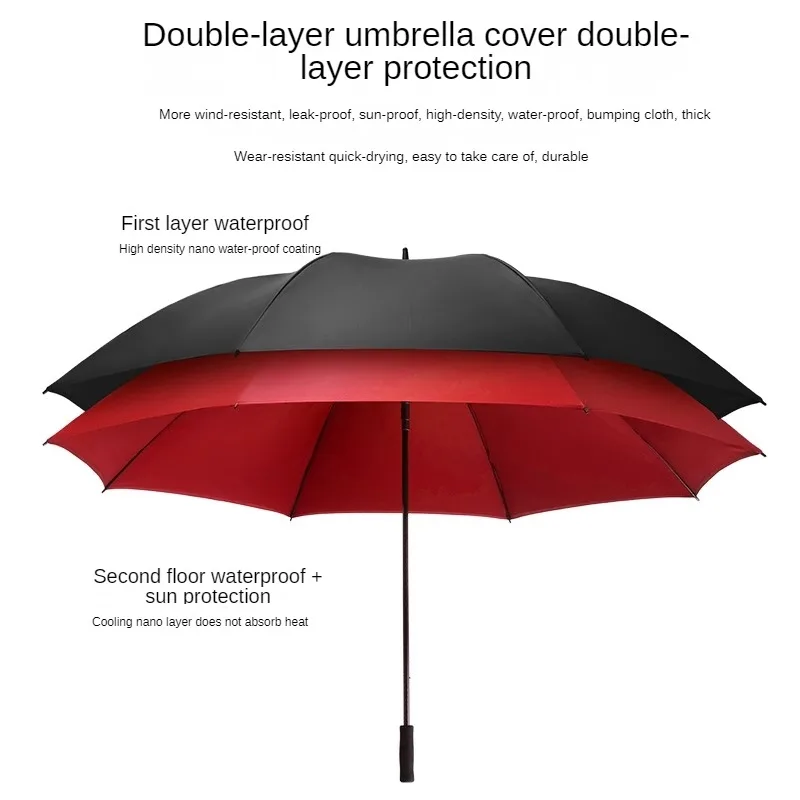 185CM Long Handle Umbrella Ultra Large Resistant Beach Umbrella Double Layer Windproof Strong Umbrellas Uv Protection Parasol