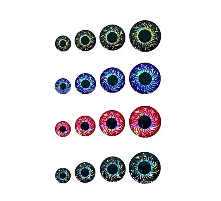 3D & 4D holographic fishing lure eyes, iridescent accessory materials for lure making and fly tying work