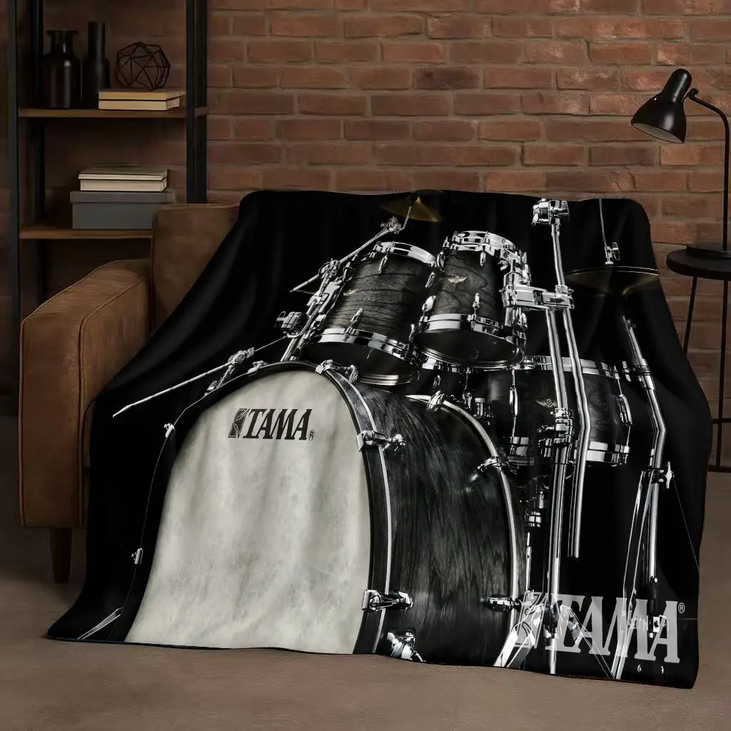 Classic Drum Kit Drum Set Rock Music Instruments Flannel Blanket,Ultra Soft Plush Throw for Home Bedroom Bed Sofa Cover Kid Gift