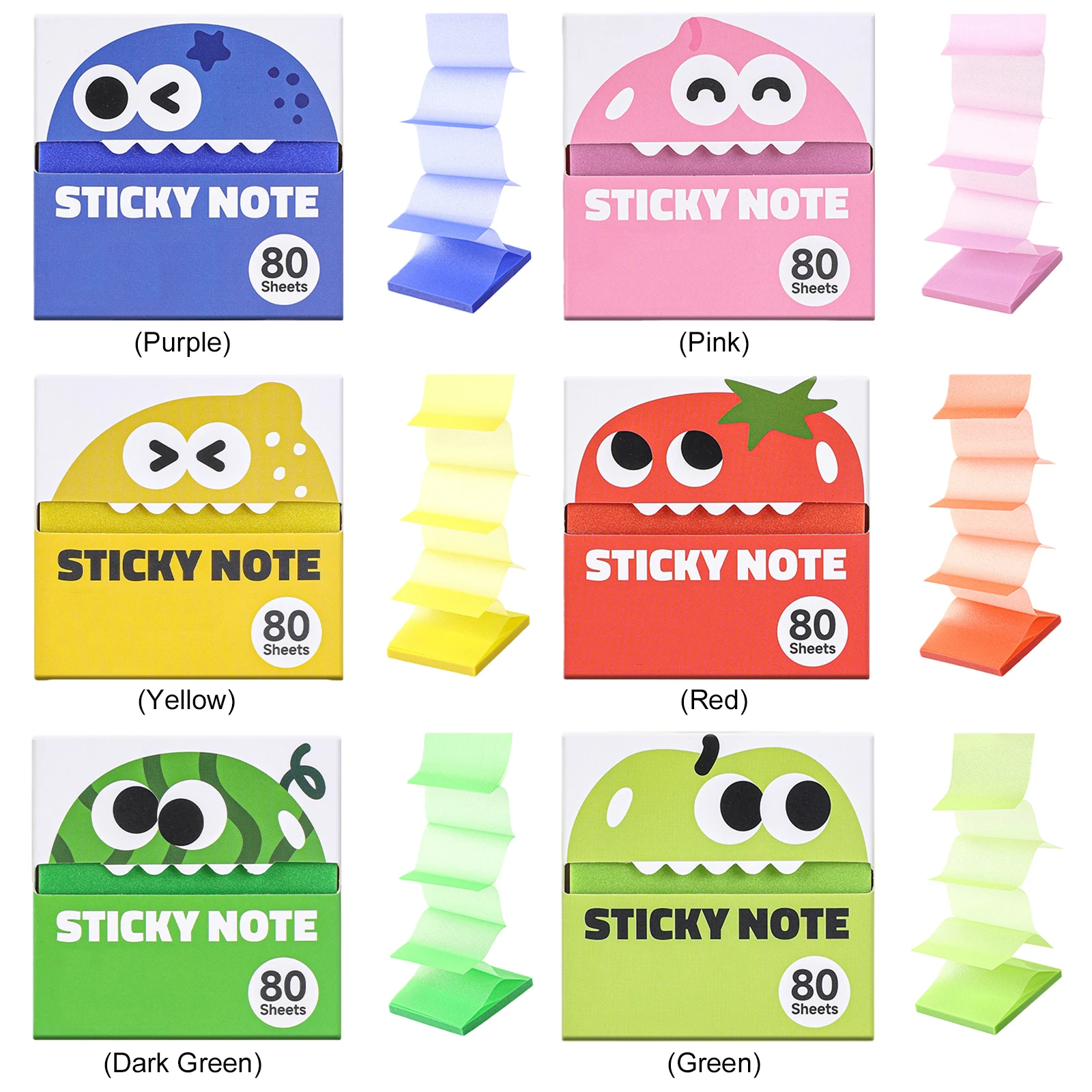 80 Sheets Glitter Sticky Notes Solid Color Pads Clear Transparent Flash Memo Pad for School Journal Use