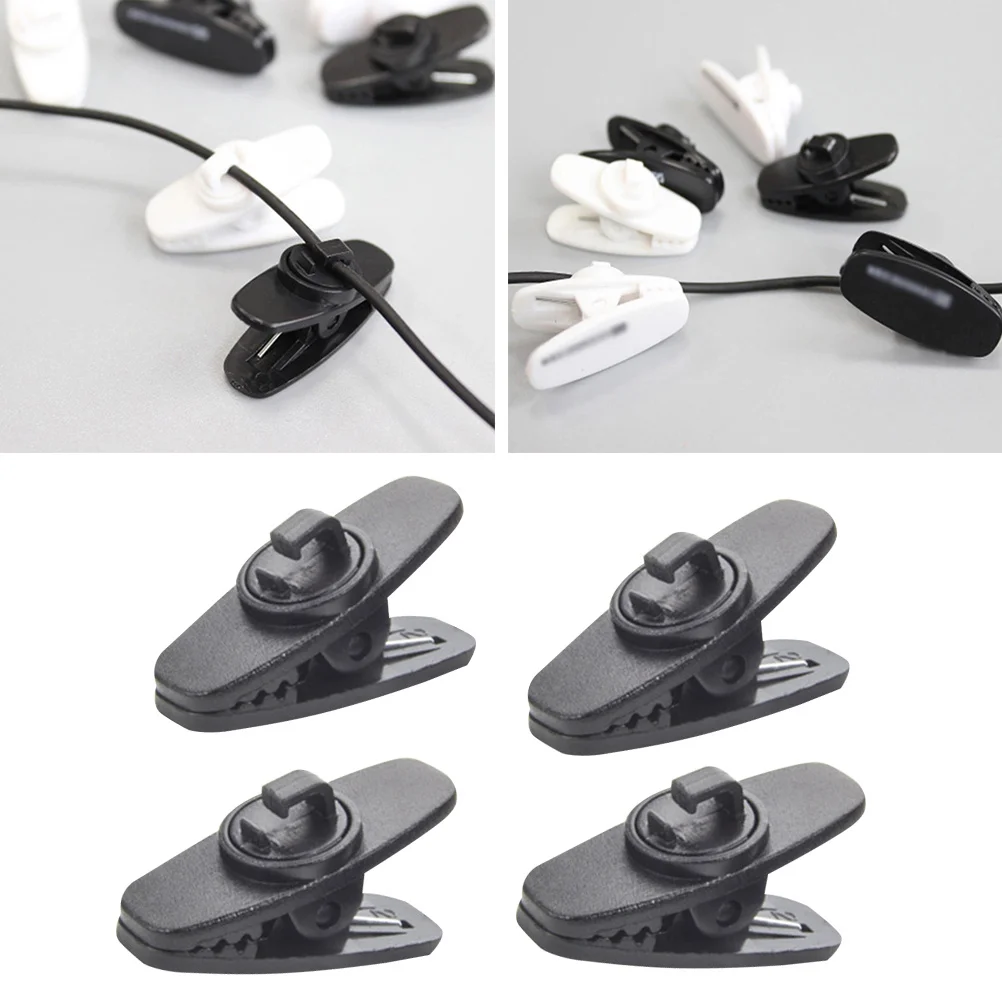 5pcs Rotating Headphone Cable Clamps Black Durable Flexible Clip For Headset Mount Fits Vertical Horizontal Surfaces Easy
