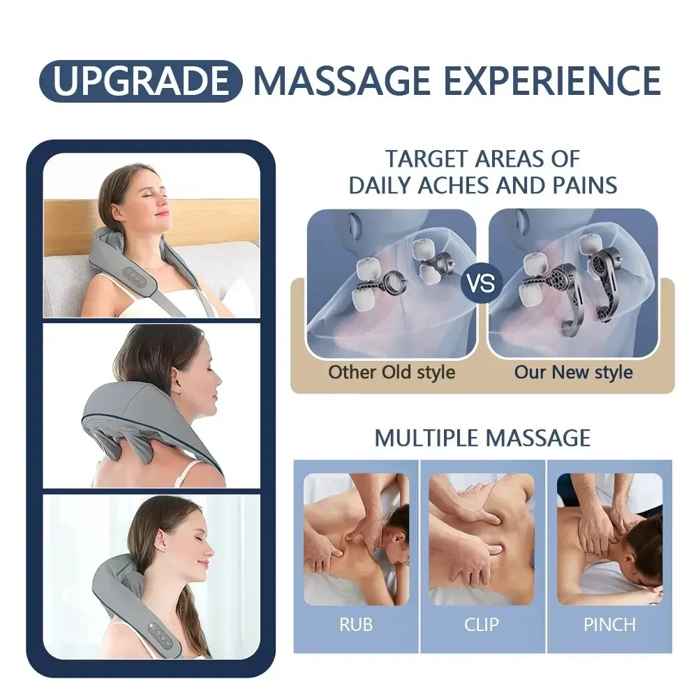 Wireless Neck And Back Massager Neck And Shoulder Kneading Massage Shawl Neck Cervical Relaxing Trapezius Massager