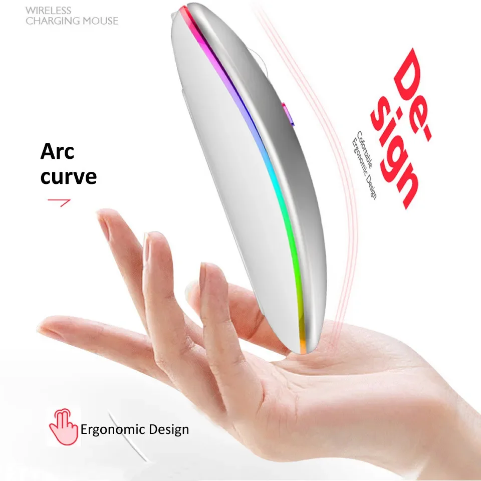 Souris sans fil aste RVB, souris silencieuse d'ordinateur, rétroéclairage LED, souris de jeu ergonomique, compatible Bluetooth