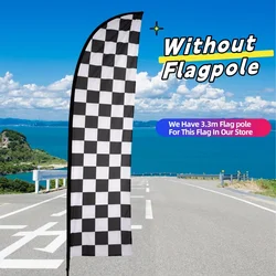 Checkered BLACK/WHITE Flutter Feather Banner Flag polyester knit material double sided printing flag