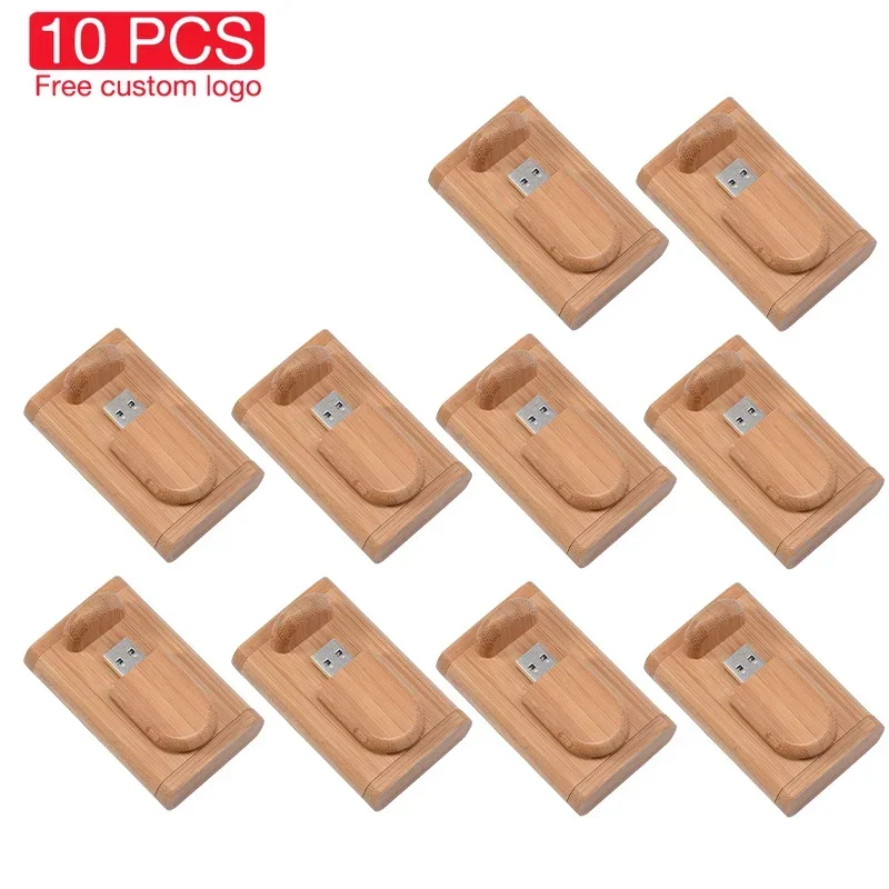 JASTER 10 PCS LOT USB Flash Drives 128GB Wooden Box Pen Drive 64GB Free Custom Logo Memory Stick 32GB Photography Wedding Gifts