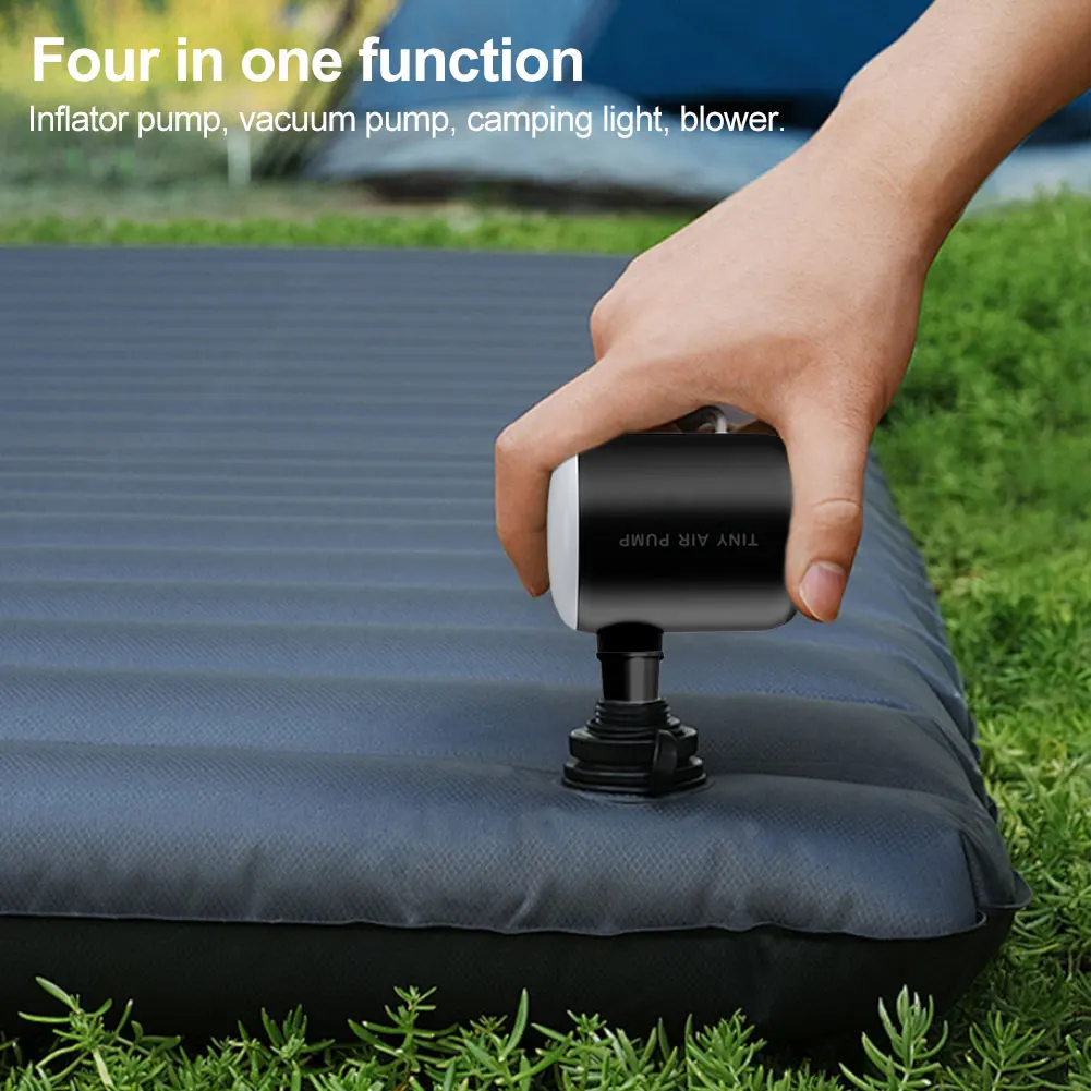 

Camping Light Electric Air Pump 4000Pa Mini Inflate Deflate Pump 3 Lighting Modes Outdoor Inflator Pump for Air Mattresses Beds
