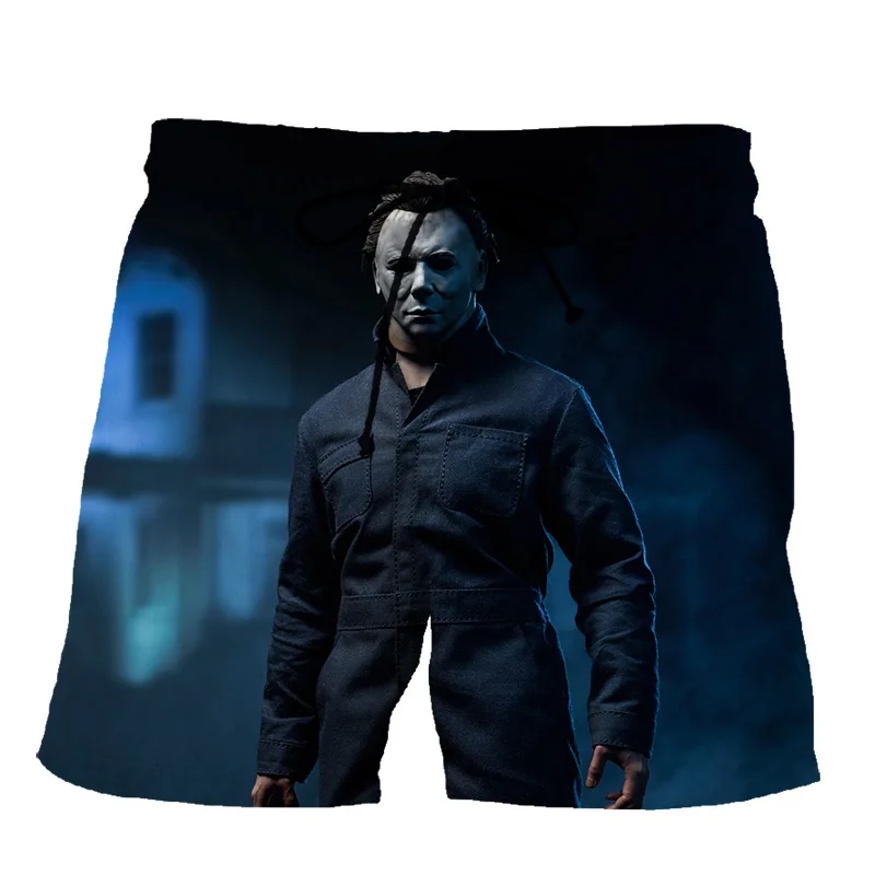 Summer New Hot Sale Loose Harajuku Style Michael Myers 3d Printing Boy\'s Fashion Shorts Wild Beach Shorts