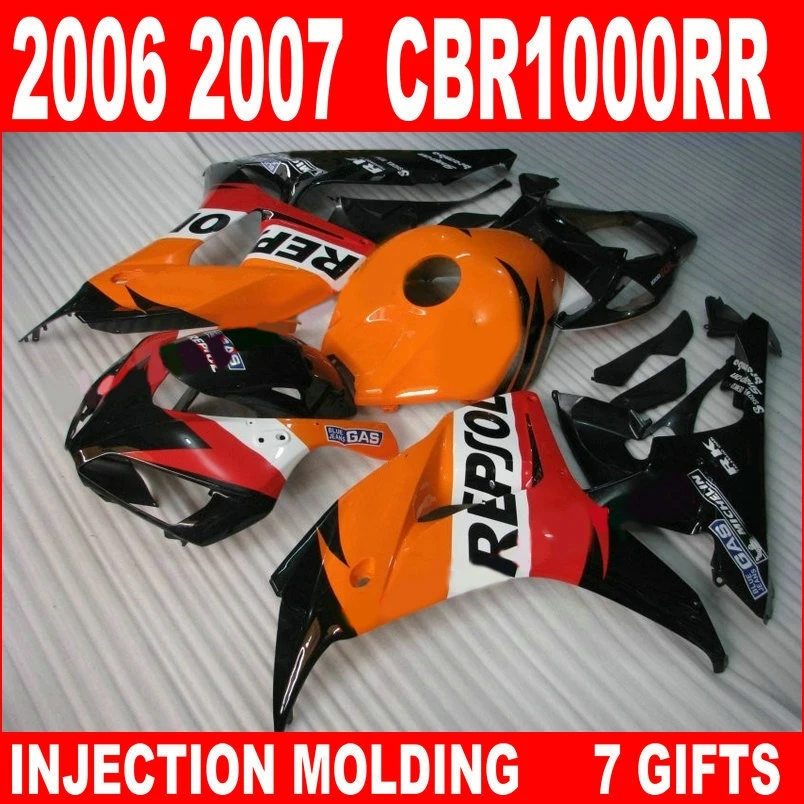 

Free customize for 2006 2007 HONDA CBR1000RR moto fairings cbr 1000rr 06 07 red orange white black fairing kits OJN93