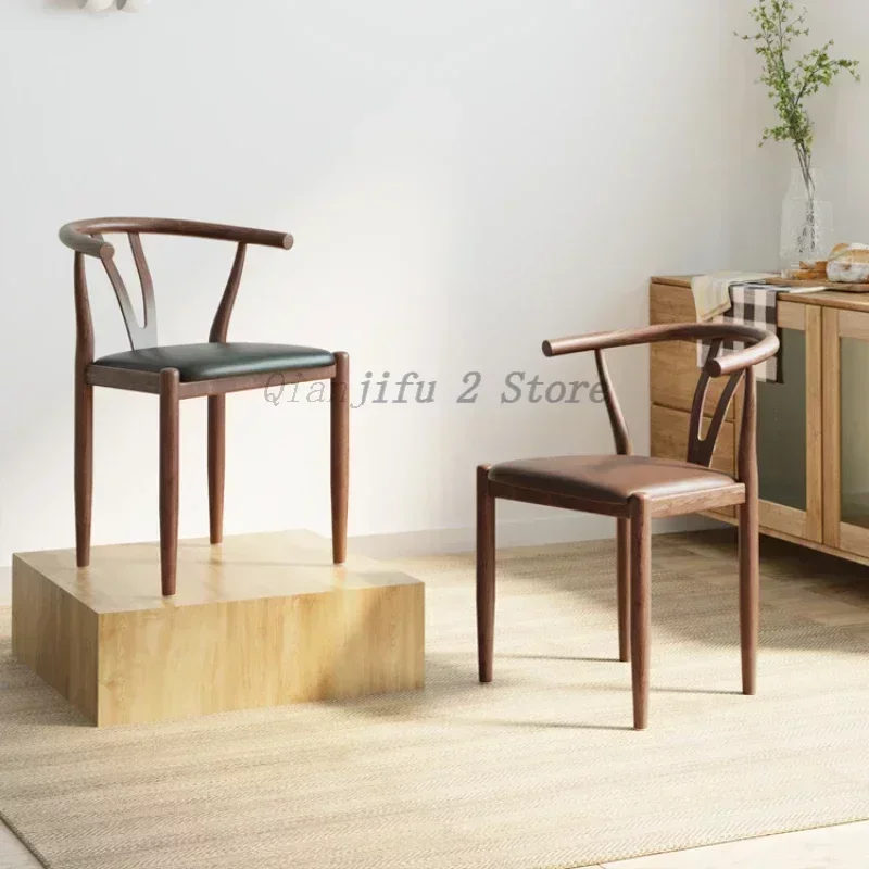 Sillas de comedor de cuero, Metal, madera, marrón, estilo nórdico, Chaise Salle A Manger, reposabrazos, Sedie Cucina, muebles de cocina A2