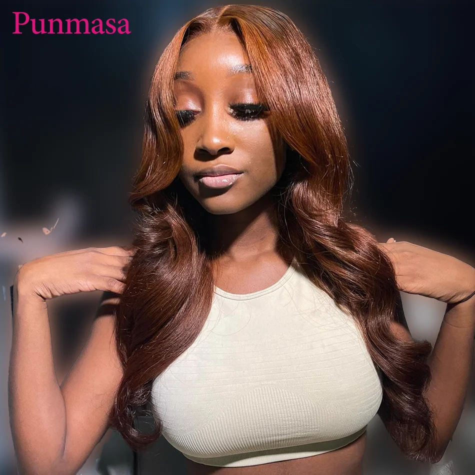 Punmasa Gemberbruin #4 Gekleurde Body Wave 13X4 Wear Go Human Hair Transparant Kanten Pruiken Chocoladebruin 200% 13X6 Lace Front Pruik