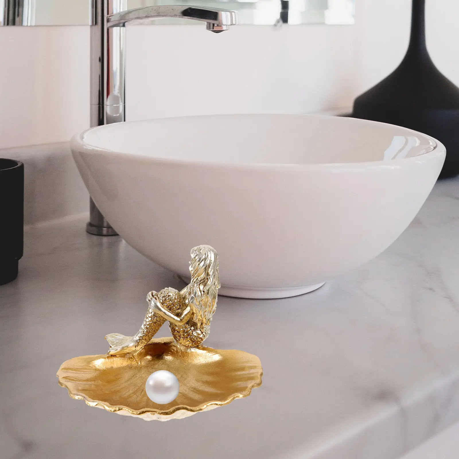 

Shell Jewelry Dish Mermaid Theme Resin Jewelry Display Tray Organizer for Dresser Bathroom Kitchen Gift Birthday Christmas