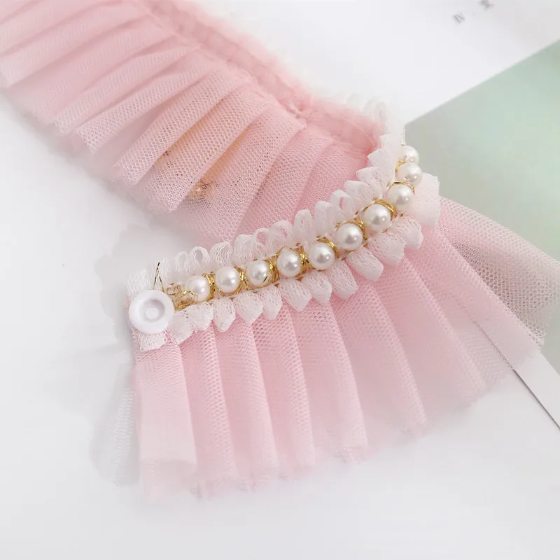 Lovely Pearl Veil Pet Collars for Chihuahua Pink Lace Small Dogs Bandana Neck Accessories Party Collar Decoration Cat Necklace