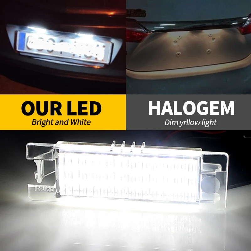 2pcs For Opel LED Number License Plate Light Astra K J H Corsa D E C Meriva A B Vectra C Zafira B Insignia Adam or Vauxhal White view 4