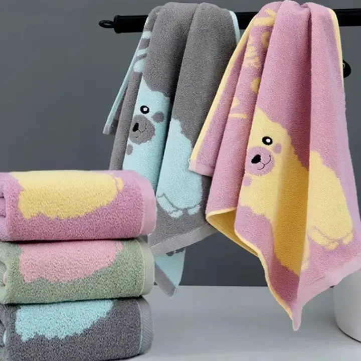 2-Pack 100% Cotton Cartoon Towels, Cute and Soft, Extra Absorbent, Thickened and Oversized for Men and Women, Ideal for Face and
