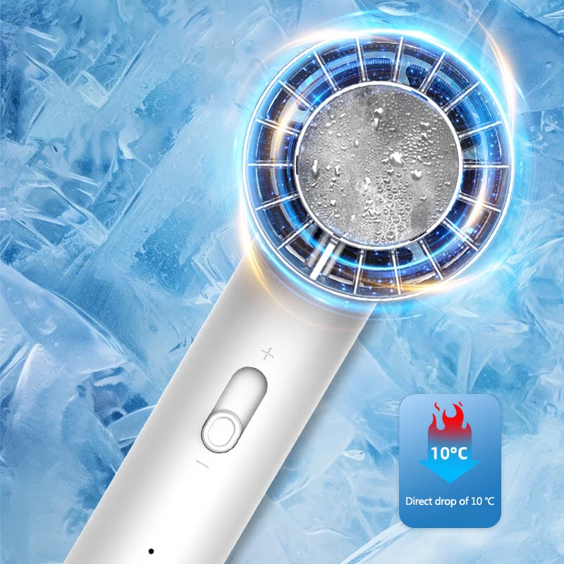 Handheld Fan USB Charging Desktop Turbine Semiconductor Outdoor Cooling Ice Pack Convenient Infinite Speed Regulation Small Fan