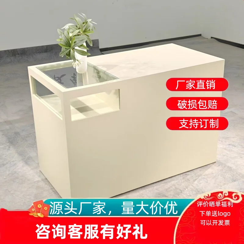 

store checkout simple modern jewelry store bar counter Internet celebrity multi-layer solid wood checkout counter