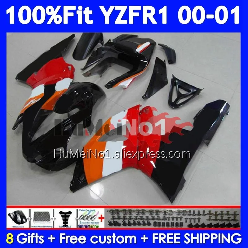 Injection Body For YAMAHA YZF-R1 Repsol red YZF R1 R 1 1000 CC 1000CC YZFR1 00 01 364No.39 YZF1000 YZF-1000 2000 2001 Fairings