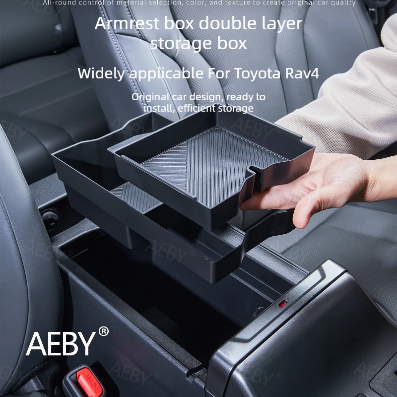 

Для Toyota Rav4 2026: Двухслойный органайзер для центральной консоли, подлокотник, противоскользящий коврик-разделитель, автомобильный органайзер для хранения