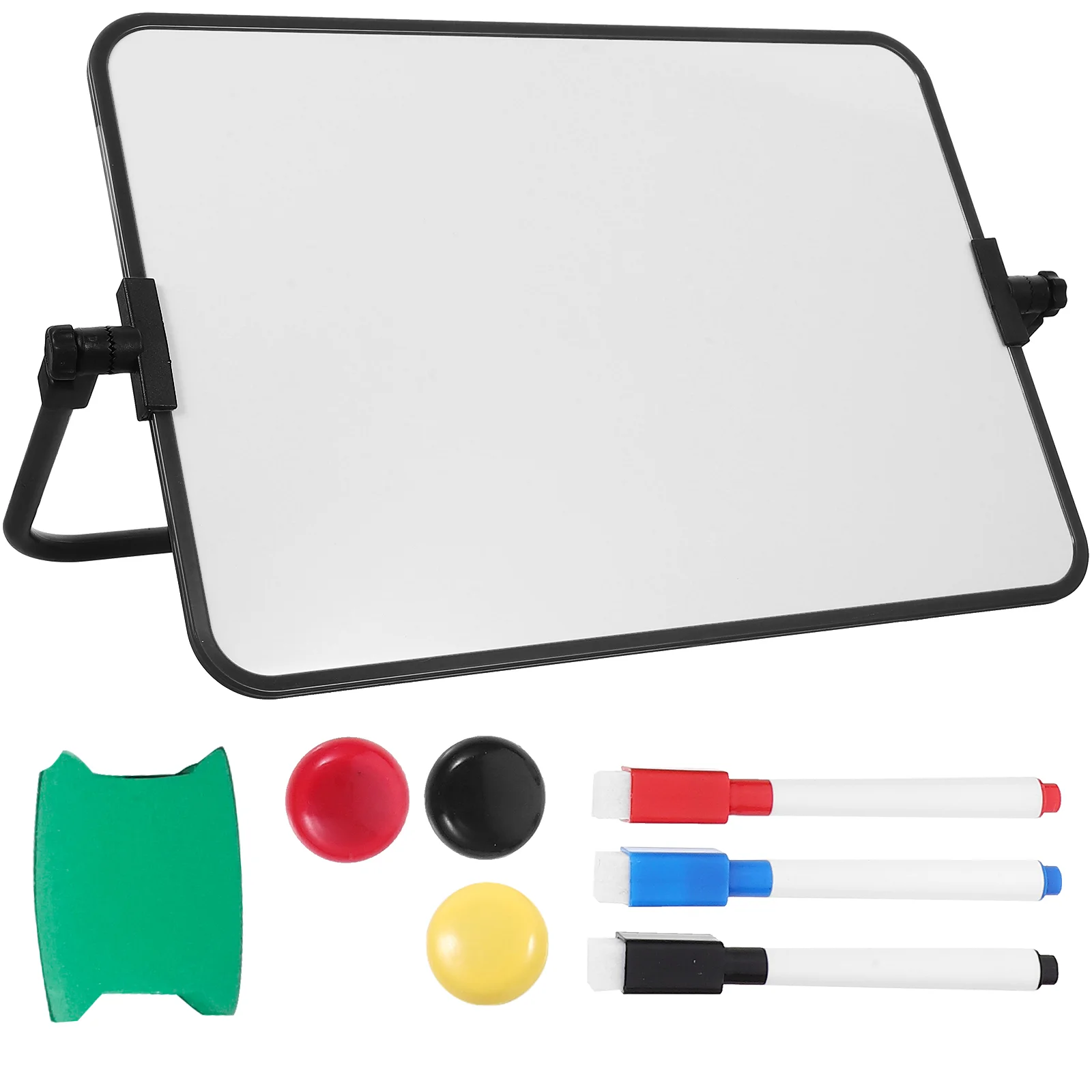 Kleines doppelseitiges magnetisches Whiteboard, trocken abwischbar, tragbarer Kalender, Büro, Notiz, Nachrichtenständer, Staffelei, Schreibtablett, Schwarz