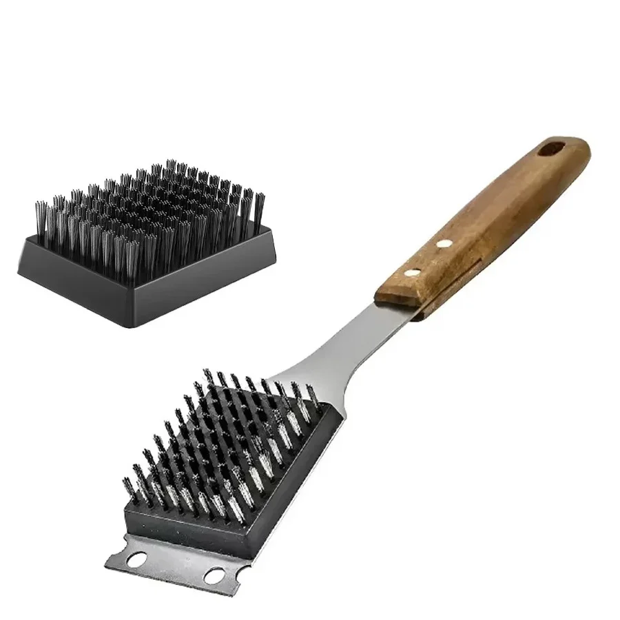 

No Scratch BBQ Grill Brush and Scraper for Outdoor Camping Barbecue with Replaceable Stainless Steel Bristles Head