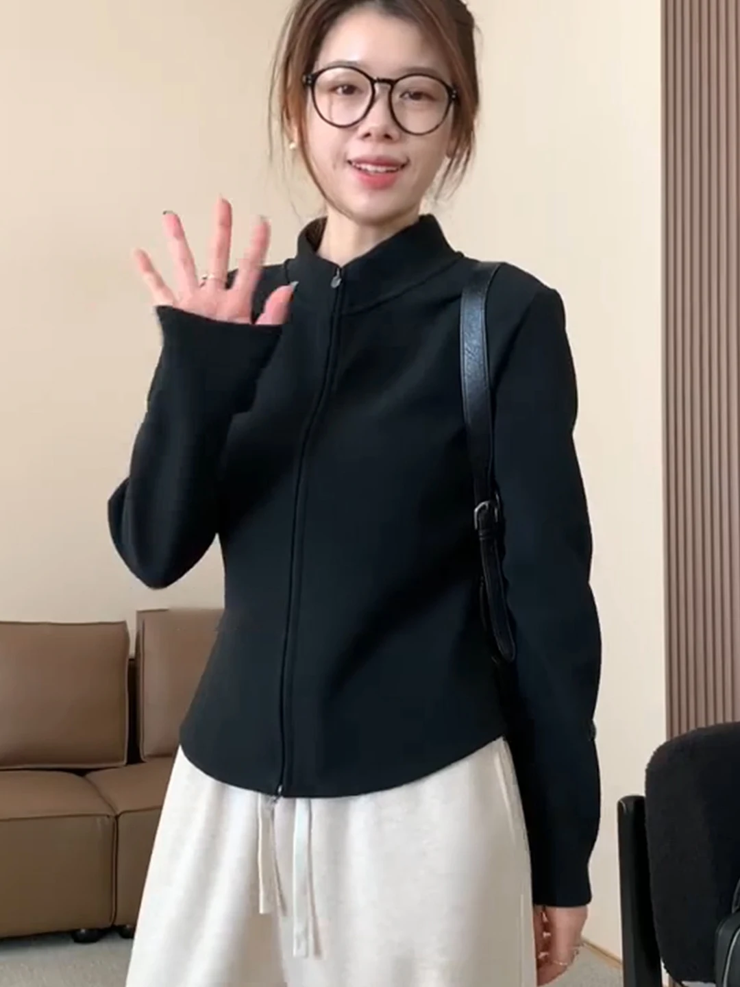 

Женская толстовка с воротником-стойкой на молнии, повседневный облегающий кардиган, пальто большого размера, удобная вязаная верхняя одежда