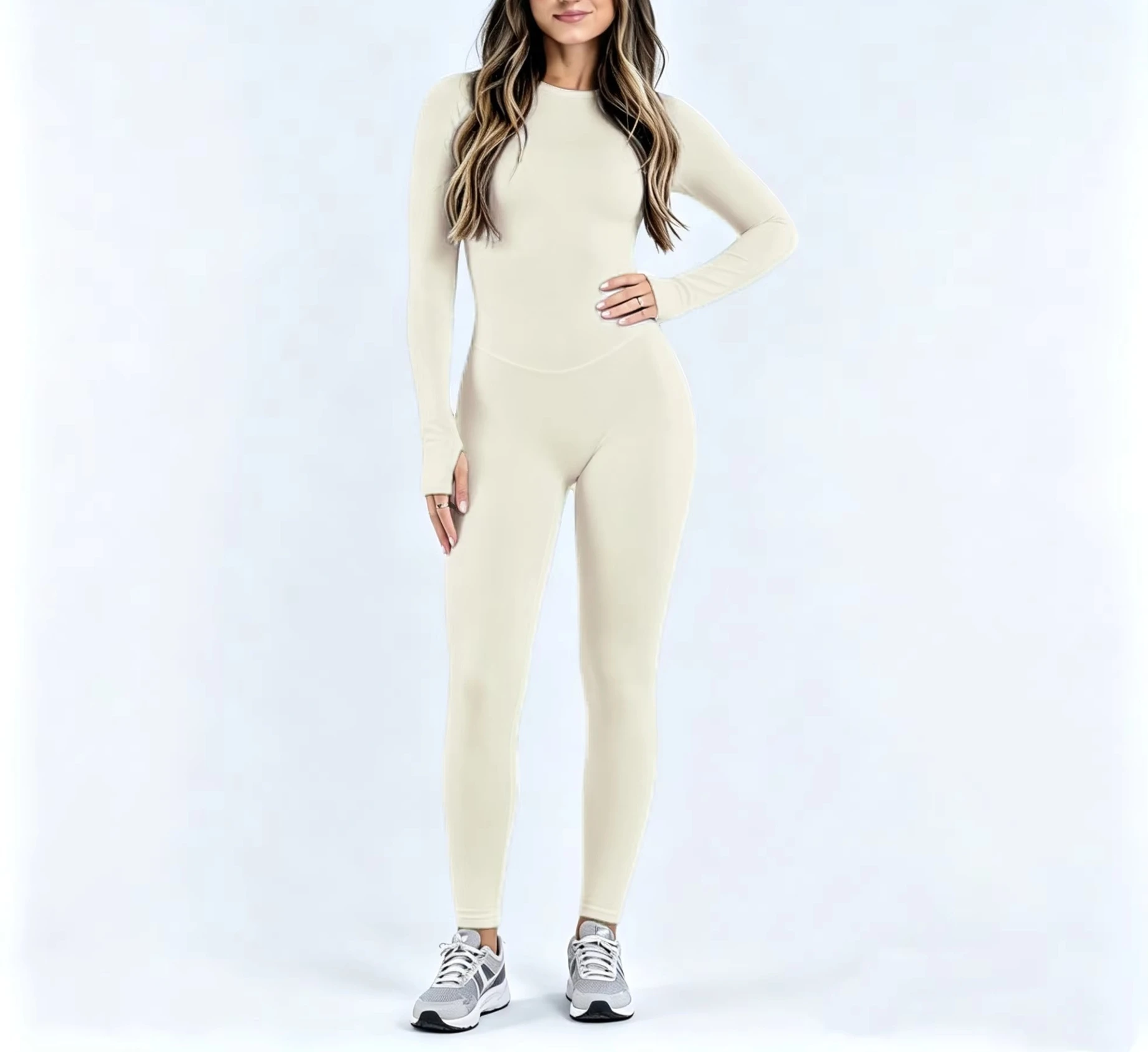 Impact Langarm-Hose Einteiler-Jumpsuit für Damen Rückenfrei Schlanke Passform Elastische Bauchkontrolle Yoga Fitness Sport Workout Bodysuit – Detail 9