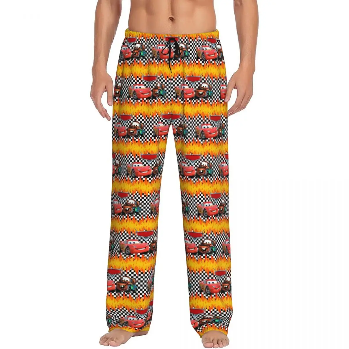 

Custom Print Lightning McQueen Pajama Pants for Men fictional stock car Sleep Sleepwear Bottoms with Pockets