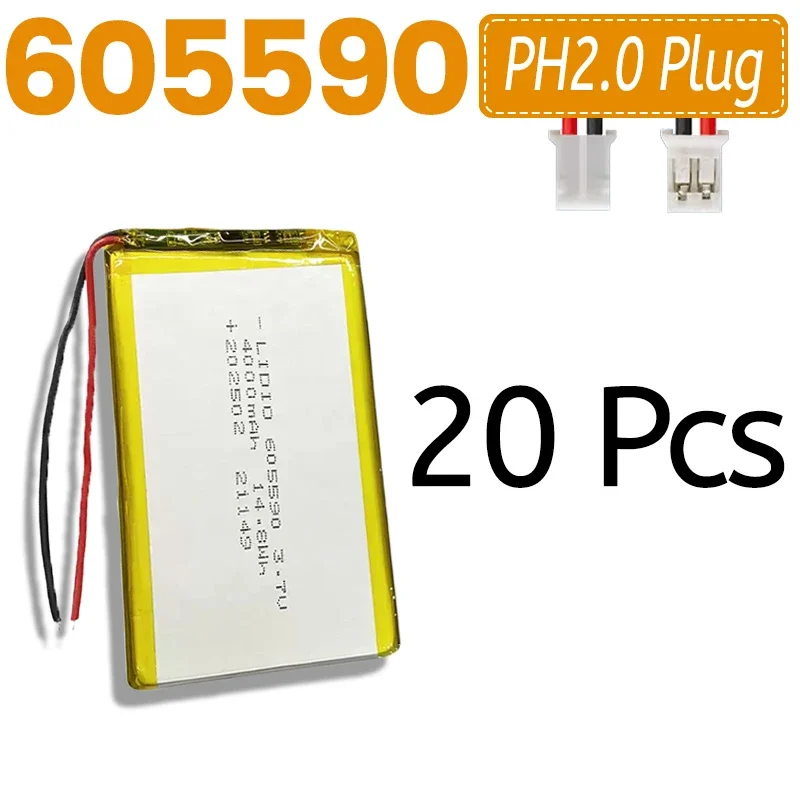 3.7V 4000mAh 605590 Li-Polymer Battery Cell for Table PC Power Bank Speaker DIY Accumulator with 2 Wires