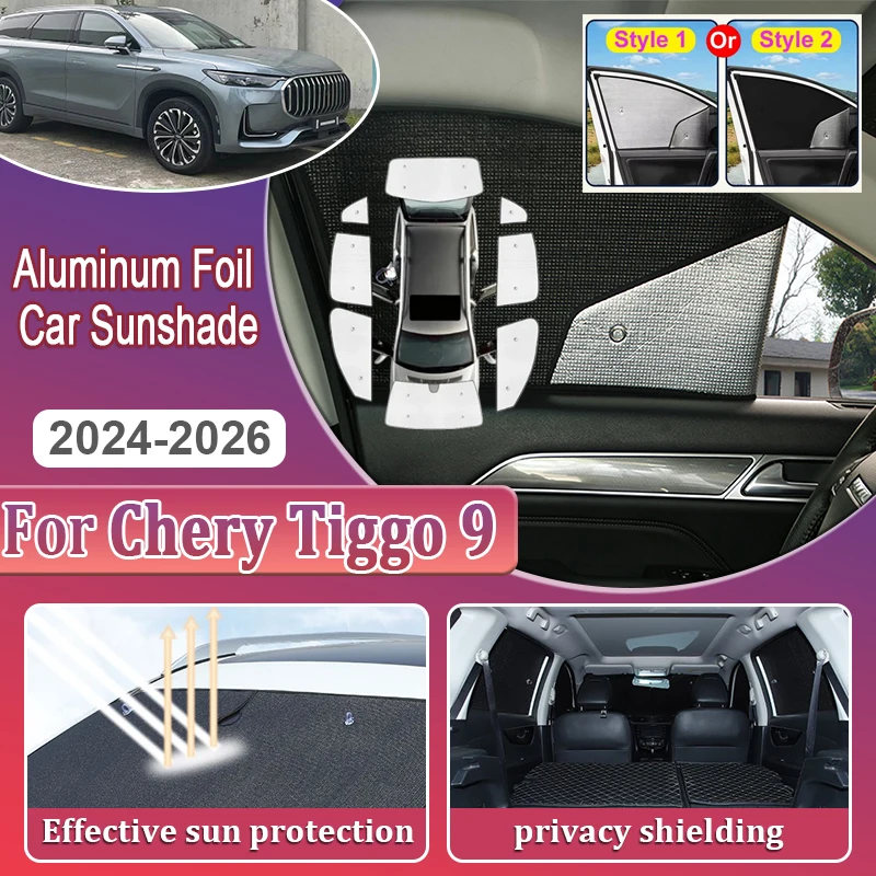 Coverage Sunshade For Chery Tiggo 9 Accessories Fulwin T9 8 L 2024 2025 2026 Heat Insulating Car Sun Side Window Shade Anti-UV