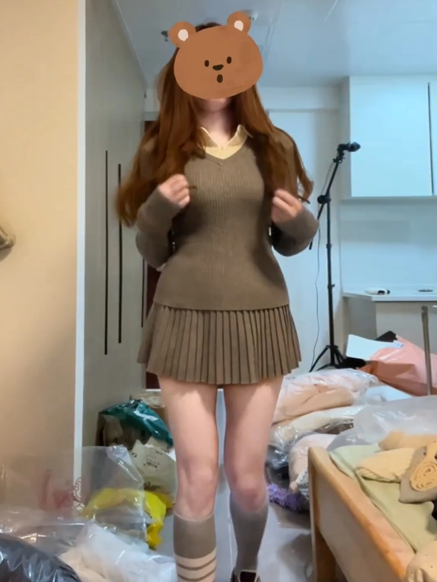 Rétro tricoté longue Sve Dr femmes début automne 2025 nouveau collège Sle plissé ort jupe t-shirt pièce ensemble coréen Sle...